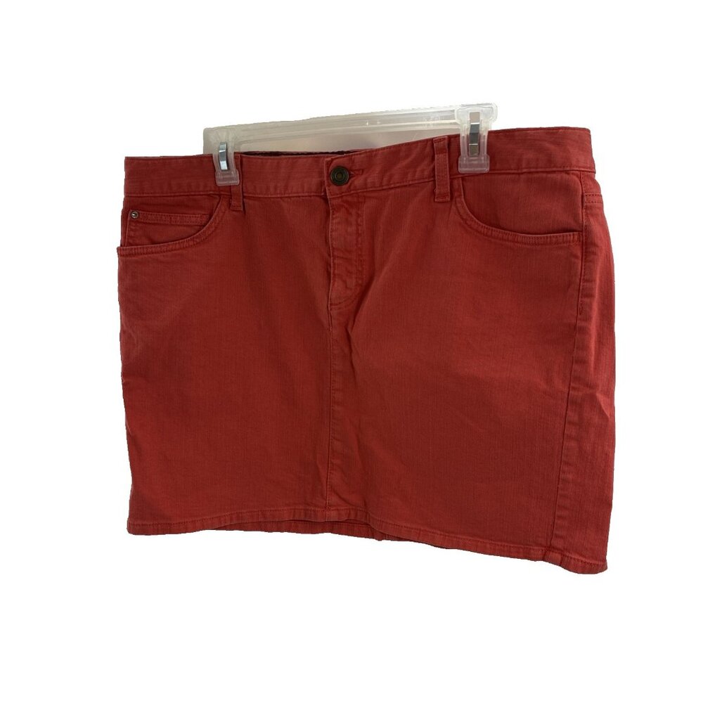 Tommy Hilfiger Womens Size 16 Red Denim Mini Skirt Casual Pockets Summer